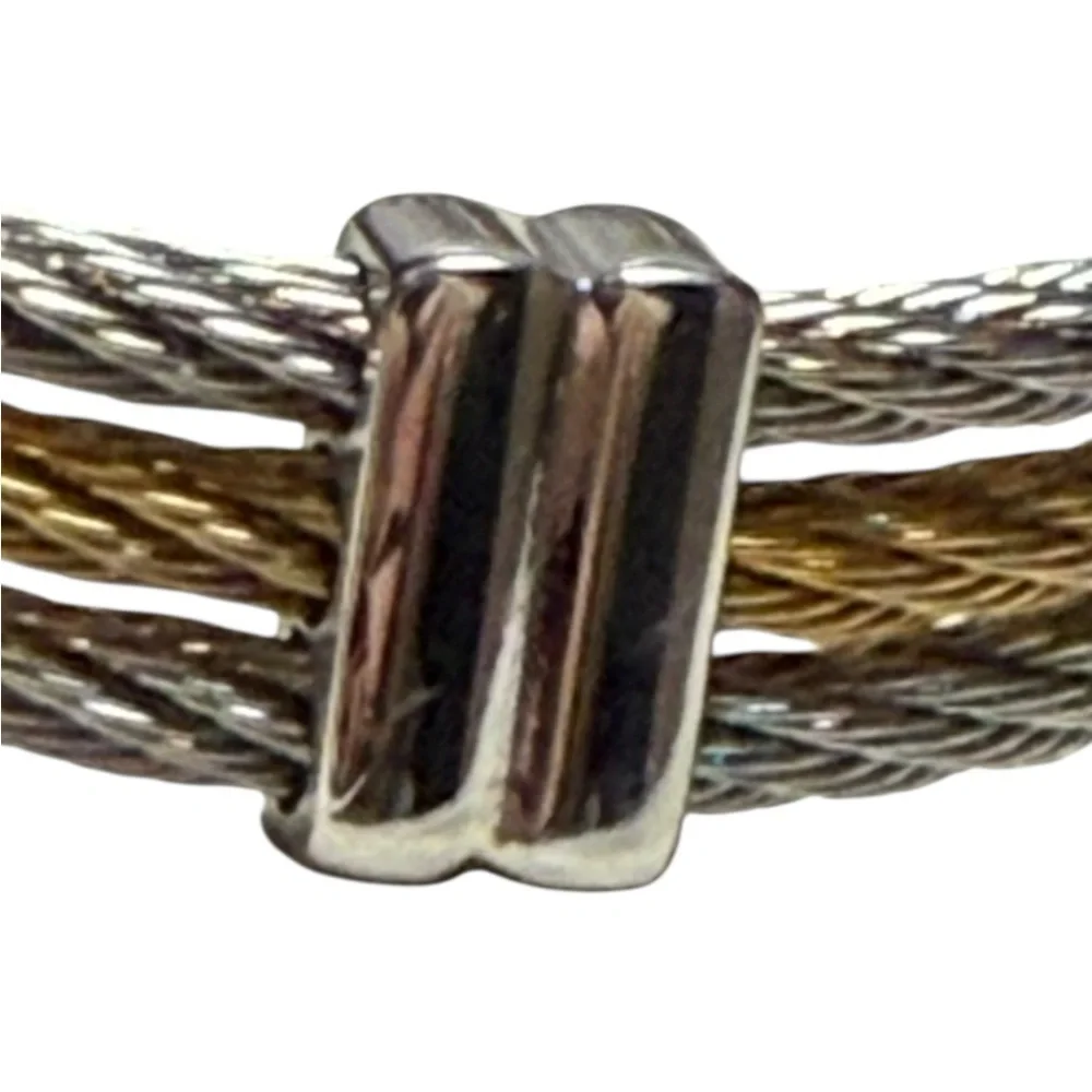 Stainless Steel Two-Tone Cable Cross Bracelet